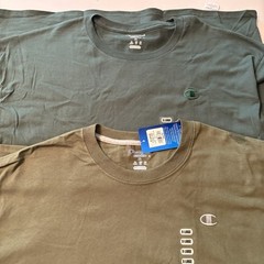 SET 2 Champion Classic Jersey T-Shirt Men’s SS Crewneck Tee Olive Green & Forest