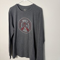 Bass & Co Men’s Large Grey Long Sleeve Thermal Top Coastal Nautical J6