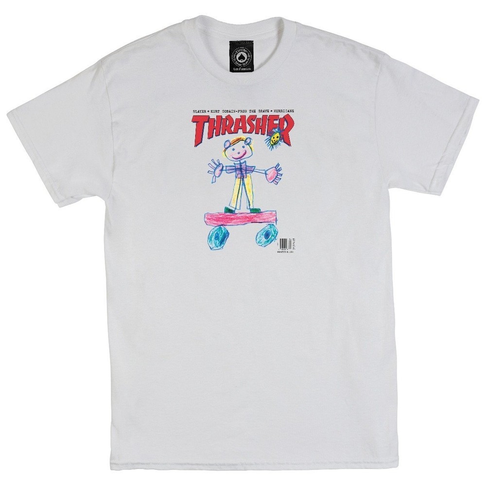 Thrasher Magazine KID COVER Skateboard T Shirt WHITE