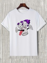Men’s Casual T-shirt – Funny Cartoon Graphic Print – Trendy Round Neck Tee
