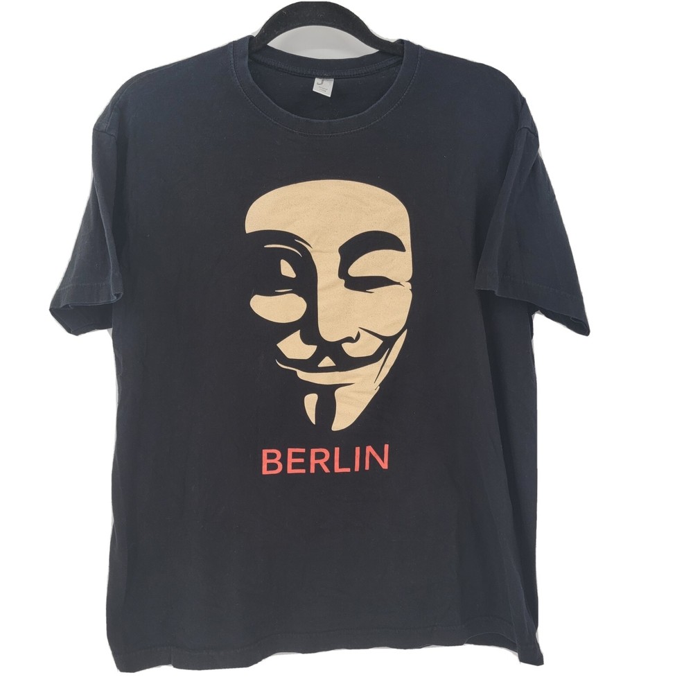 SOL’S REGENT 11380 Unisex Large Berlin Hacker Face Graphic T-Shirt Black