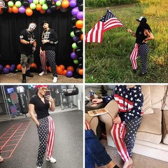 American Flag Joggers for Men with Pockets – Size M Red Sport Sweatpants