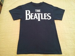 The Beatles T Shirt M Medium Logo John Paul George Ringo Apple Dark Blue INV375