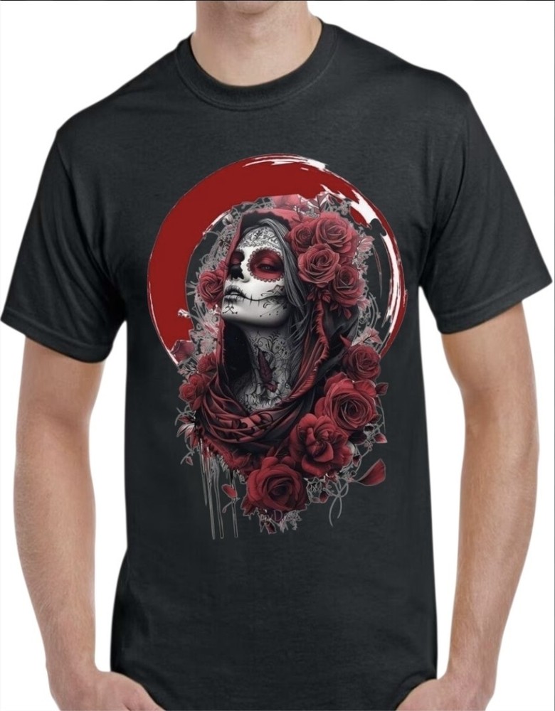 Sugar Skull Catrina Black Men’s T-Shirt Small To 3X-Large Style 7