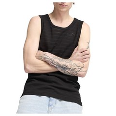 PUMA Elevated Essentials Structured Crew Neck Tank Top Mens Black Casual Athlet