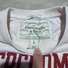 Abercrombie and Fitch Spell Out T-Shirt Mens L White Muscle Fit Distressed Y2K