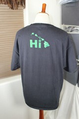 Mens Shirt Large Hawaiian Islands Black Easy Care Stretch Graphic Surfing