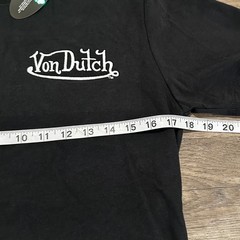 Von Dutch Men’s T-Shirt Small Black White Spellout Logo Y2K Graphic Tee NWT