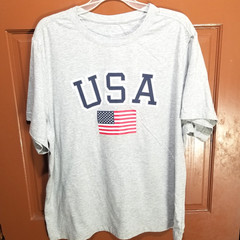 Members Mark USA Shirt Men XXL Gray American Flag Patriotic Americana Tee