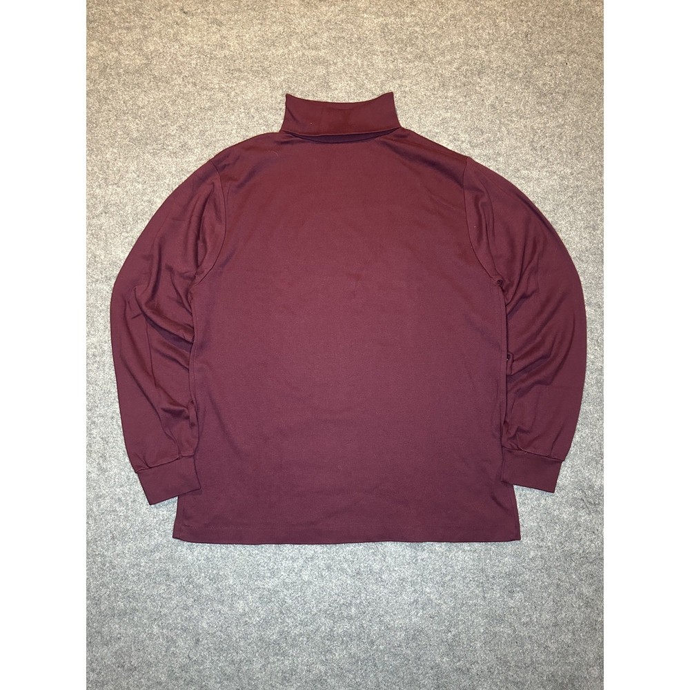 Eddie Bauer Vintage Turtleneck Shirt Large Burgundy Made in USA Cotton Blend