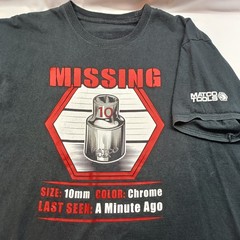 Matco Tools Mens Missing 10mm Socket Graphic T-Shirt Black Short Sleeve Casual