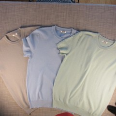 Coofandy Large Waffle Knit Lot of 3 t-shirts Green, Blue, Grey Viscose/Poly
