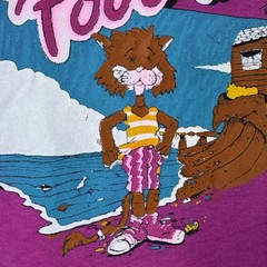 Vtg 80s Lifestyles of Poor & Unknown Top Half Tropix Pink Single Stitch Tee Sz L