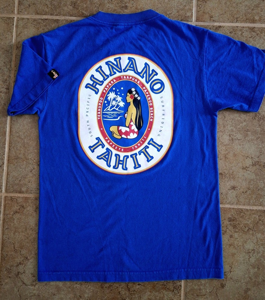 Hinano Tahiti Blue Tee Shirt South Pacific Men’s Women’s Small Polynesian