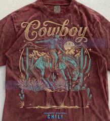 Cowboy Rodeo Wild West Bucking Horse Western Rider Comfort Tee