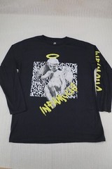Faded Black Infamous Shirt Mens Large Black Long Sleeve Angel Cherub Halo Cupid