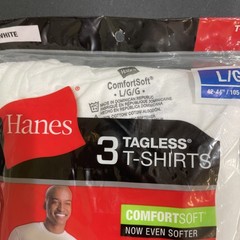 Hanes ComfortSoft 2135 Crewneck Tagless Men’s T-shirt L 3 Pack- White Sz Lg