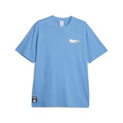 PUMA X Graphic Crew Neck Short Sleeve T-Shirt Mens Blue Casual Tops 62219627