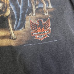 3D Emblem American Biker Wild Breed T Shirt Large Black Motorcycle Wolf Graphic