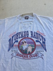 Vintage 90s Single Stitch Mustang Ranch Brothel Pinup T-shirt Nevada Size L