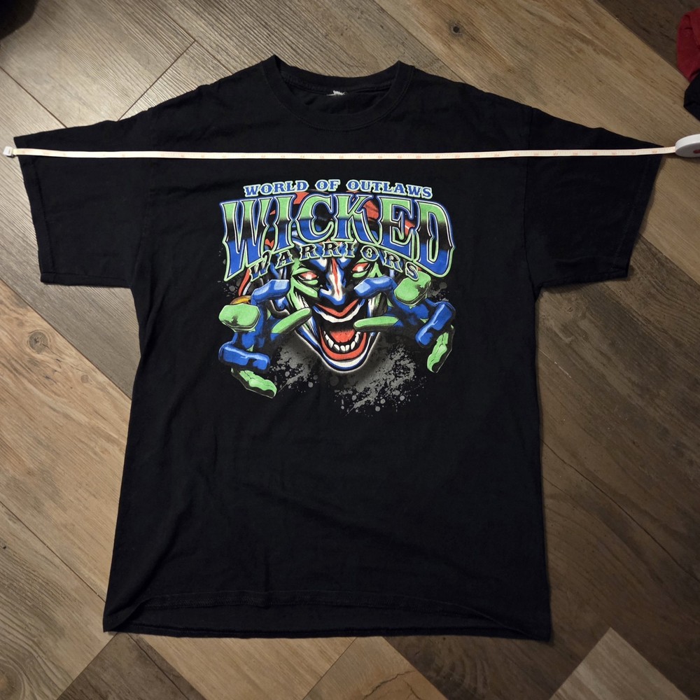 World of Outlaws Men’s Black Double-Sided Graphic Logo Crew Neck T-Shirt