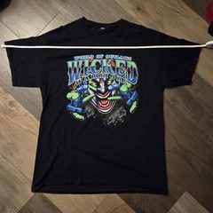 World of Outlaws Men’s Black Double-Sided Graphic Logo Crew Neck T-Shirt