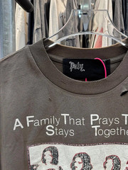 A Family That Prays Together Stays Together Crystal Paly Brown Cotton T Shirt