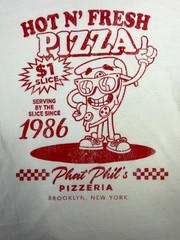 Brisco Brands Hot N Fresh Phat Phils Pizzeria T Shirt Mens XL White Graphic