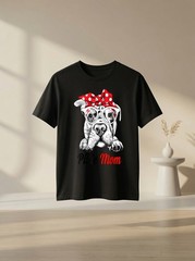 Pittie Mom With Red Bandana Headband Dog Mom Mothers Day Dog Lover Graphic Tee