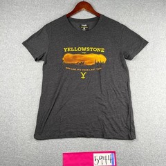 Wrangler Yellow Stone T Shirt Small Gra Heather Graphic Print Casual Mens