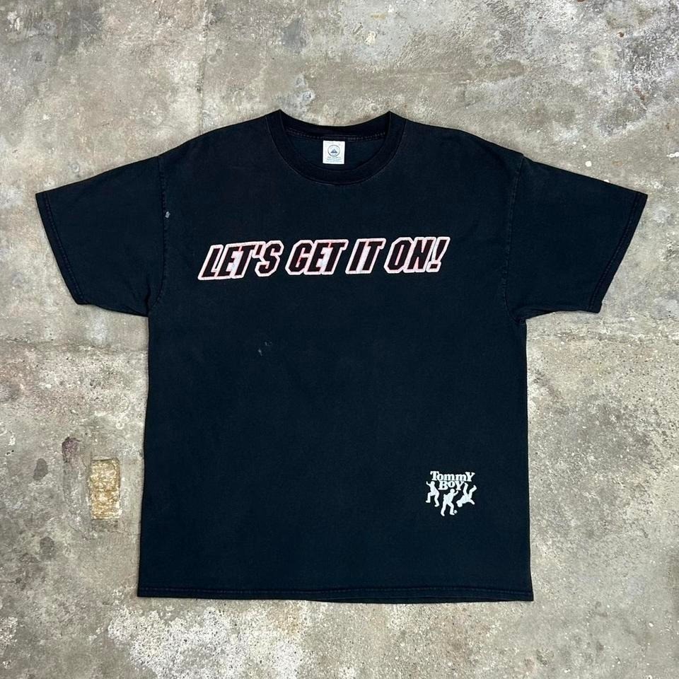 Vintage Tommy Boy Records Shirt Size XL Black Jock Rock 2000 Let’s Get It On