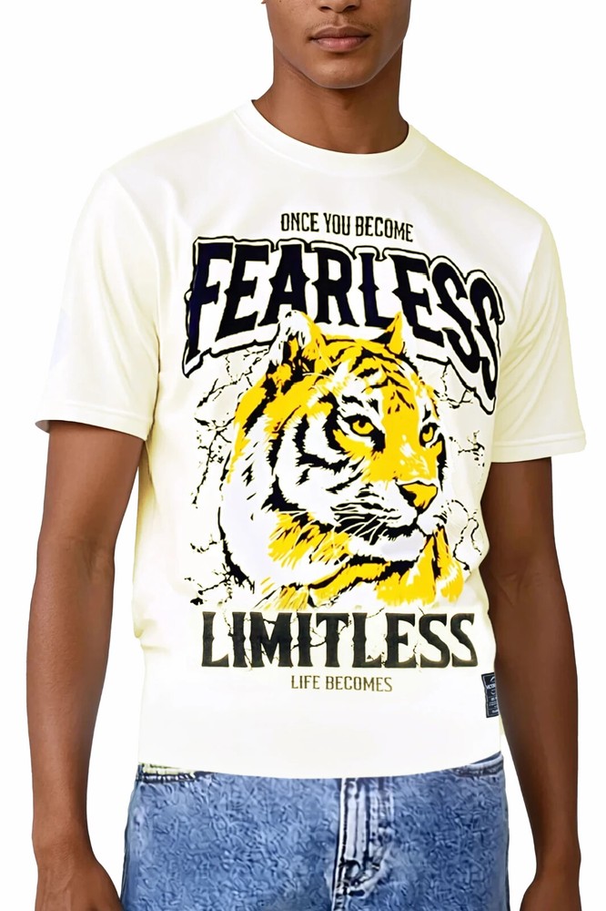 Victorious Men’s Casual Puff Print Fearless Tiger Graphic T-shirt TS7562