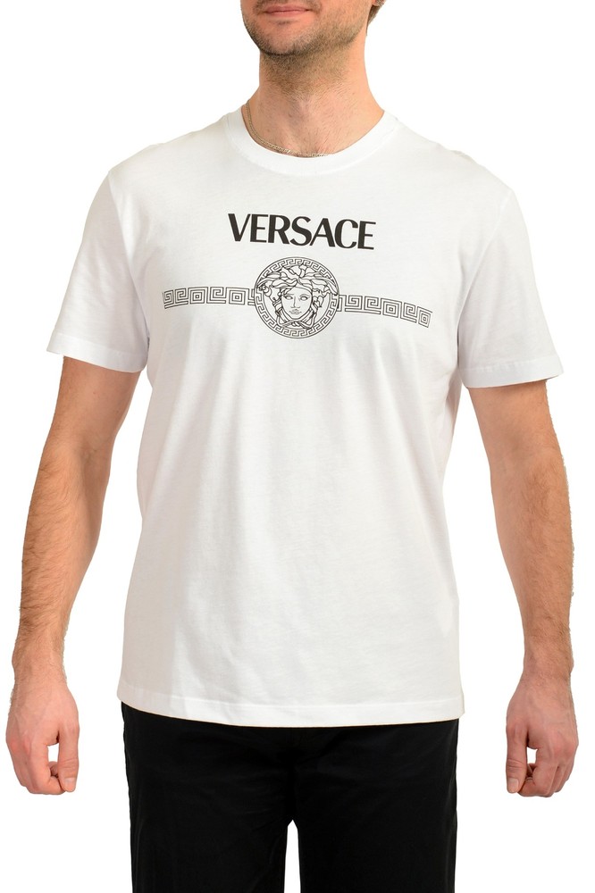 Versace Men’s White Short Sleeve White Medusa Logo Print T-Shirt US 2XL IT 56