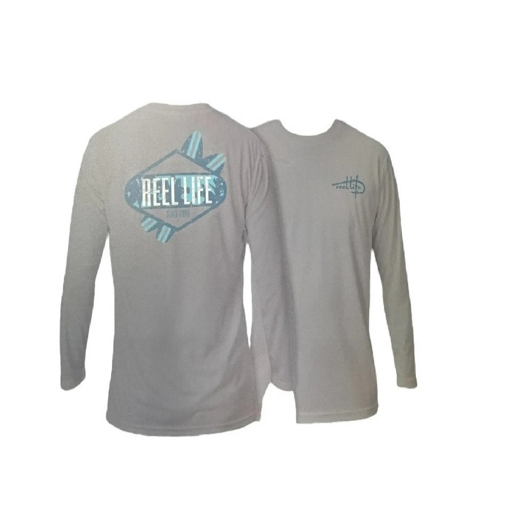 NWT MEN’S Reel Life Men’s Sun Defender Lightweight Long Sleeve UV Tee FISHING L