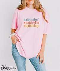 Comfort Colors® Saltwater Seashells Sunshine Shirt, Beach Vibes Shirt, Summer Sh