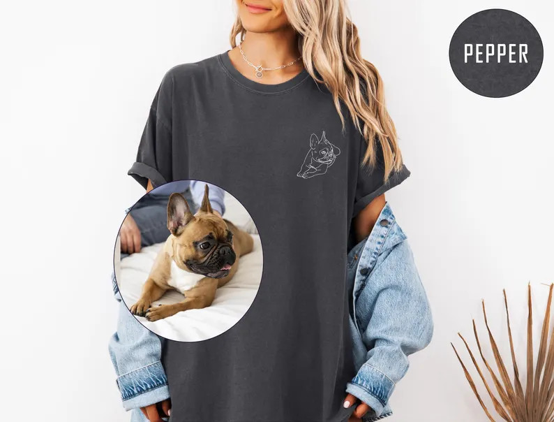 Custom Pet Portrait Comfort Tee Personalized Dog Cat Photo