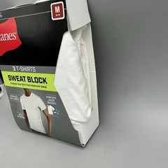 Hanes Mens Short Sleeve White T-Shirts 3 Pack Sweat Block Size Medium New
