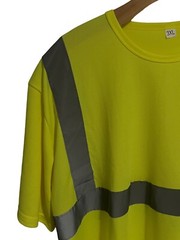Safety Shirt Mens 3XL High Visibility Florescent Yellow Reflective Strips NEW