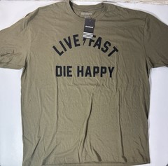 NWT Fasthouse 3XL XXXL Live Fast Die Happy Motorcycle Tee Military Green T shirt