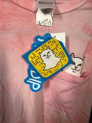 RipNDip Classic Cat Tee Unisex Small Pink Tie-Dye Short Sleeve Breast Pocket