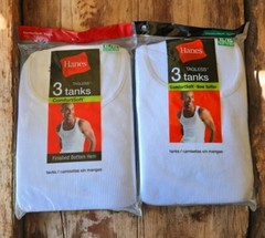 2 Packs Vtg 2008 Hanes Comfortsoft Tagless Ribbed Tank Tops Cotton Men’s XL NOS