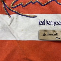 Karl Kani Jeans Shirt Mens Extra Large Orange Striped Pullover Henley