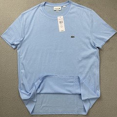 Lacoste T-Shirt Regular Fit Men’s L Solid Light Blue Cotton Logo Crew Neck NWT