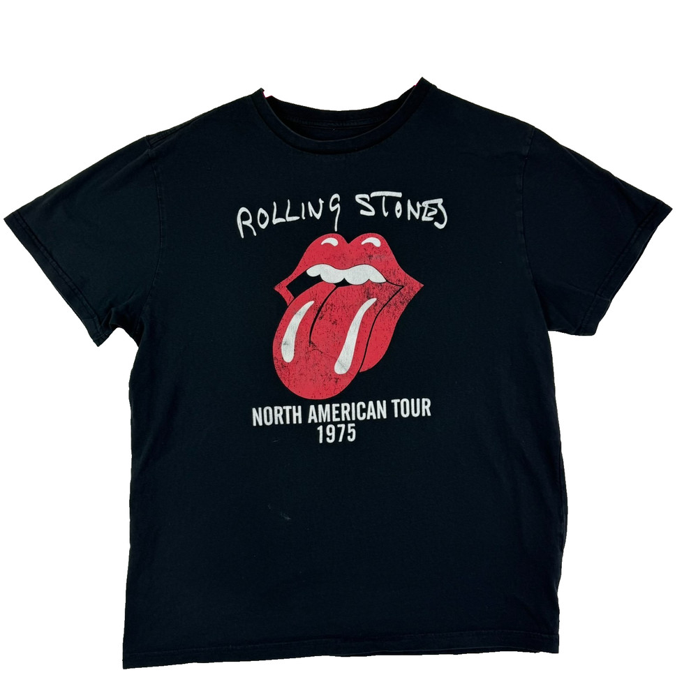 The Rolling Stones T Shirt Mens XL Black Short Sleeve Lips Rock And Roll Band