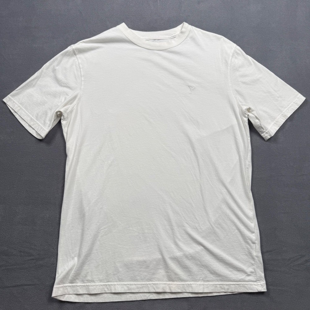 American Eagle T-Shirt Cotton Jersey Minimalist Casual White Medium Tall