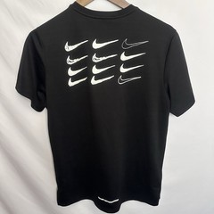 Nike Dri-FIT Running Shirt Mens M Black Reflective Swoosh Graphic