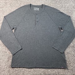 Faherty Henley Mens XL Heather Gray Cloud Cotton Long Sleeve Raglan Casual Shirt