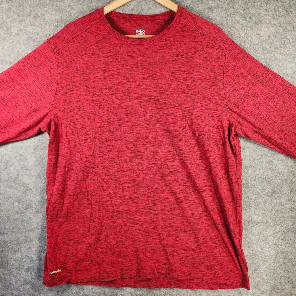 Athletic Works Mens XL Red Space Dye Long Sleeve DriWorks Performance Tee Shirt