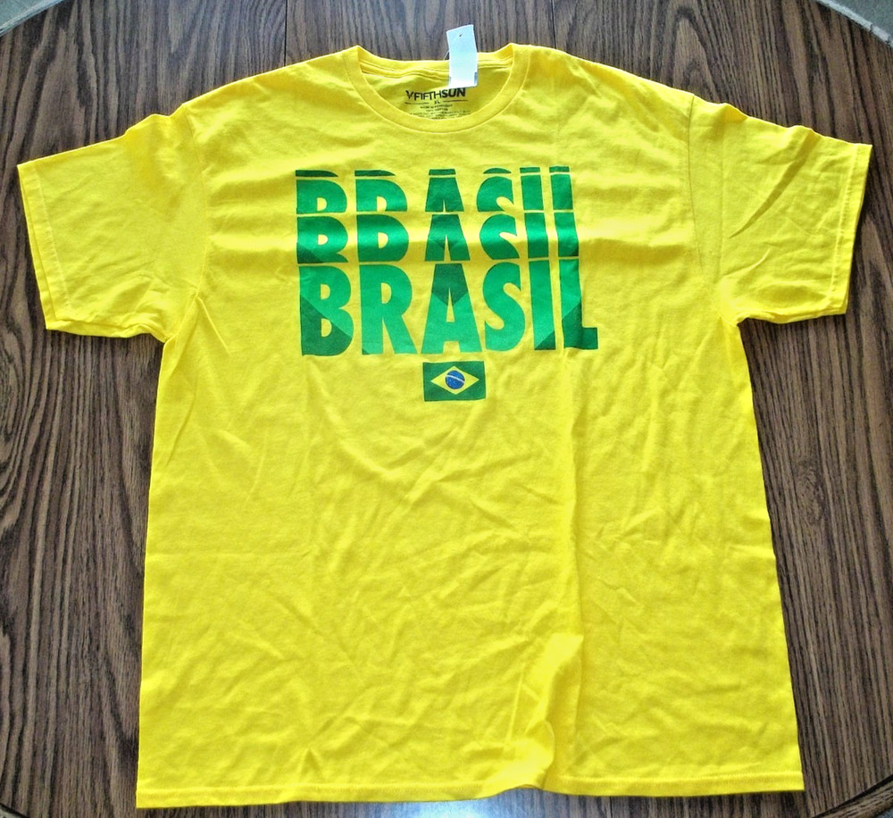 FIFTH SUN SIZE XL MENS YELLOW BRASIL T SHIRT – NWT & FREE FAST SHIPPING