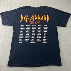 Def Leppard Concert Rock Tour 2015 T-Shirt Men’s L Navy Blue Front Back Graphic